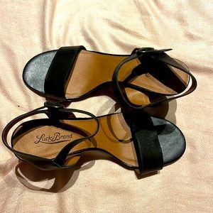 Brand New, never worn black Lucky Brand heeled sandals